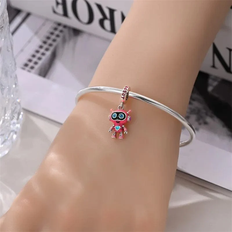 Pink Robot Dangle Charm
