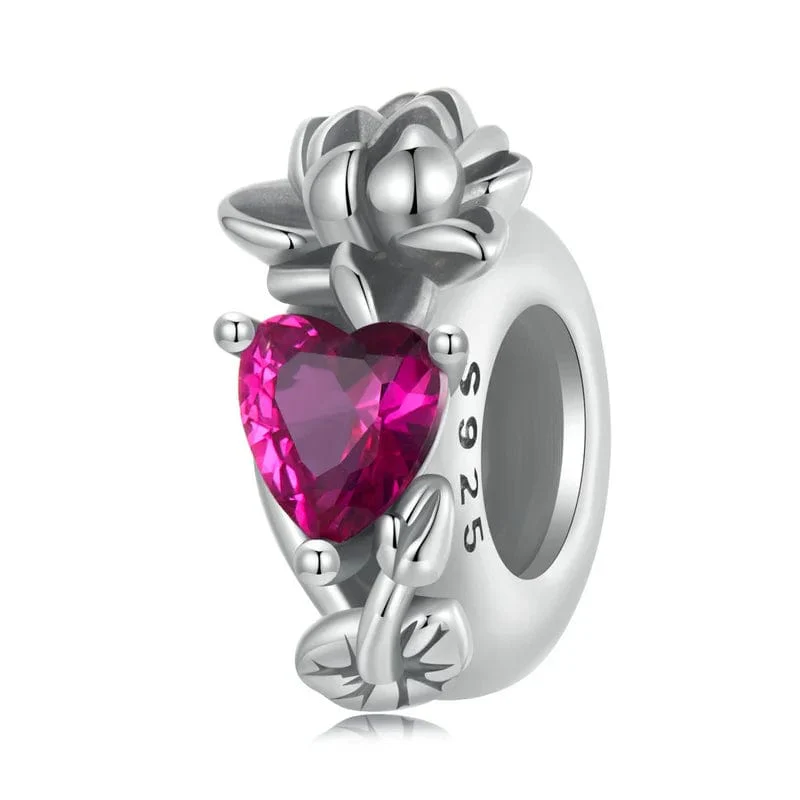 Floral Heart Birthstone Charms