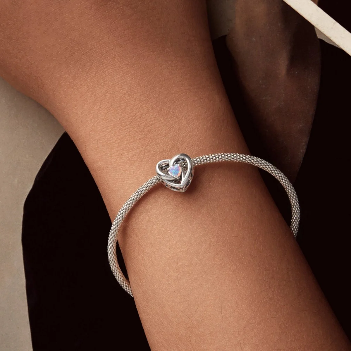 Opal Heart Infinity Charm