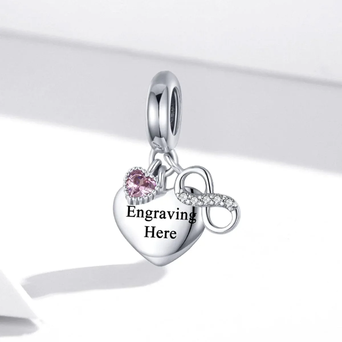 Personalized Infinity Heart Engraved Charm