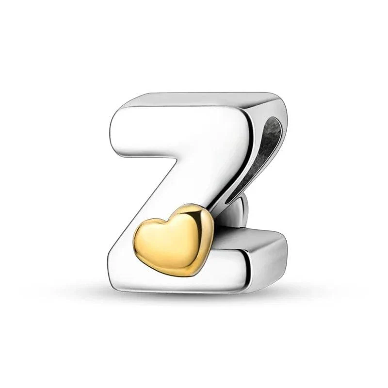 Gold Heart Letter A~Z Alphabet Charm