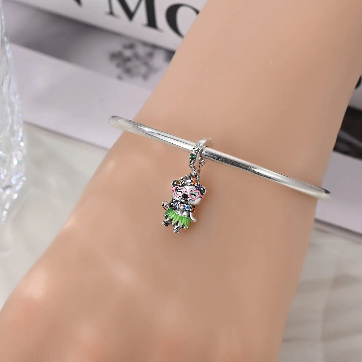 Hula Dancing Bear Dangle Charm