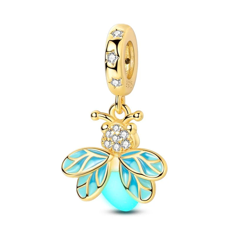 Glow in the Dark Luminous Gold Firefly Dangle Charm