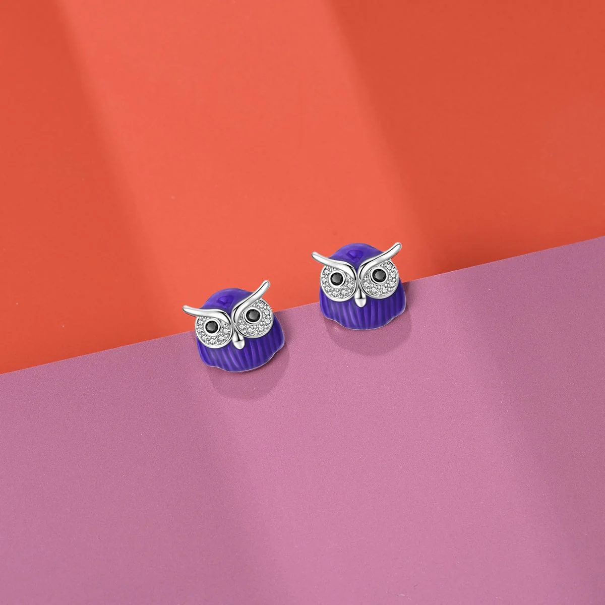 Mystical Night Owl Crystal Stud Earrings