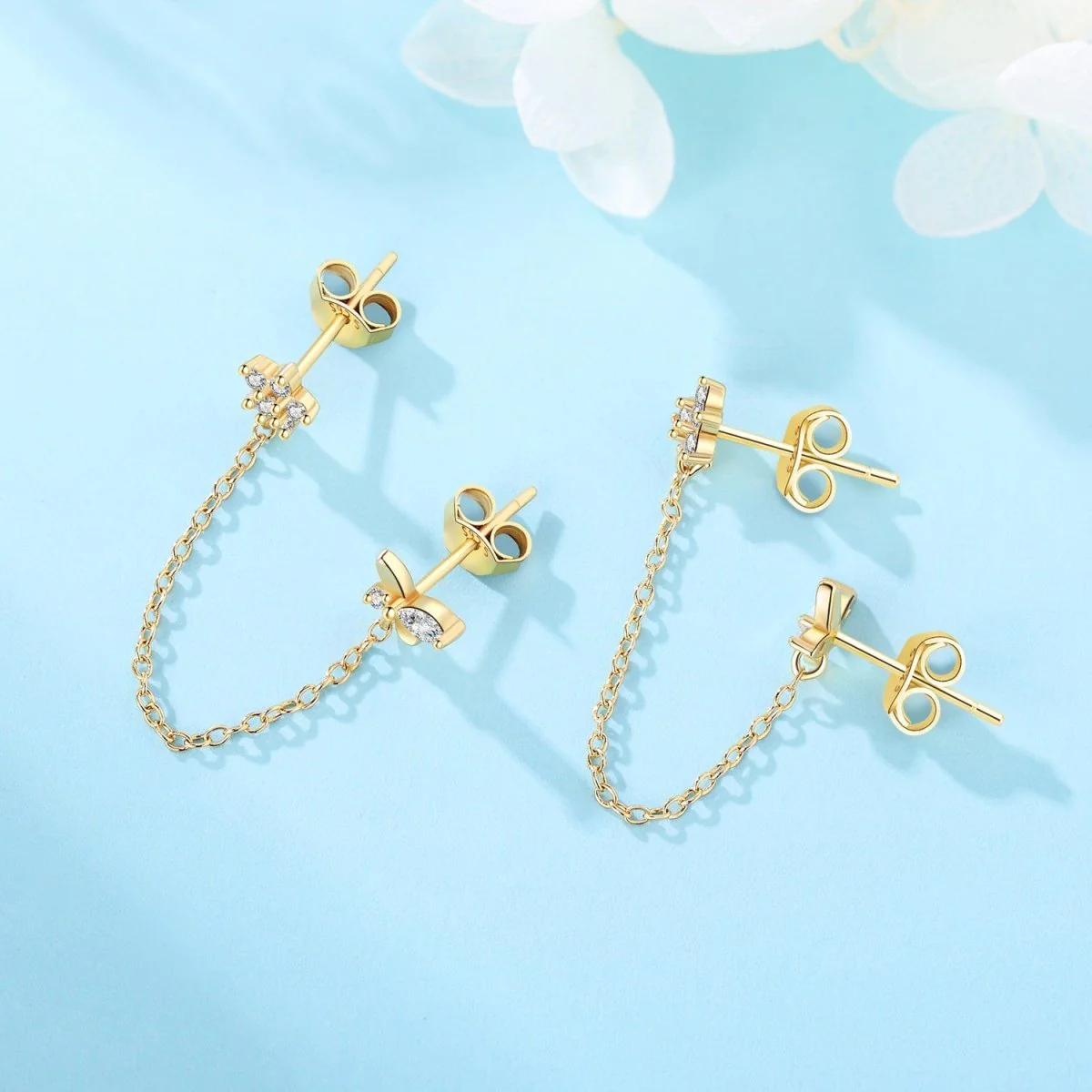 Butterfly and Star Chain Earrings