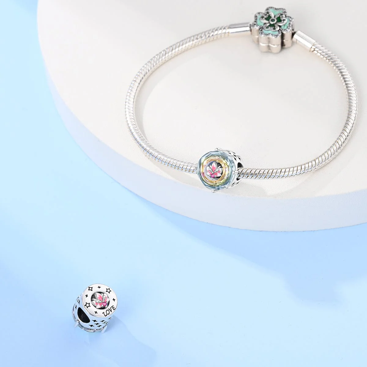 Iridescent Lotus Crystal Charm