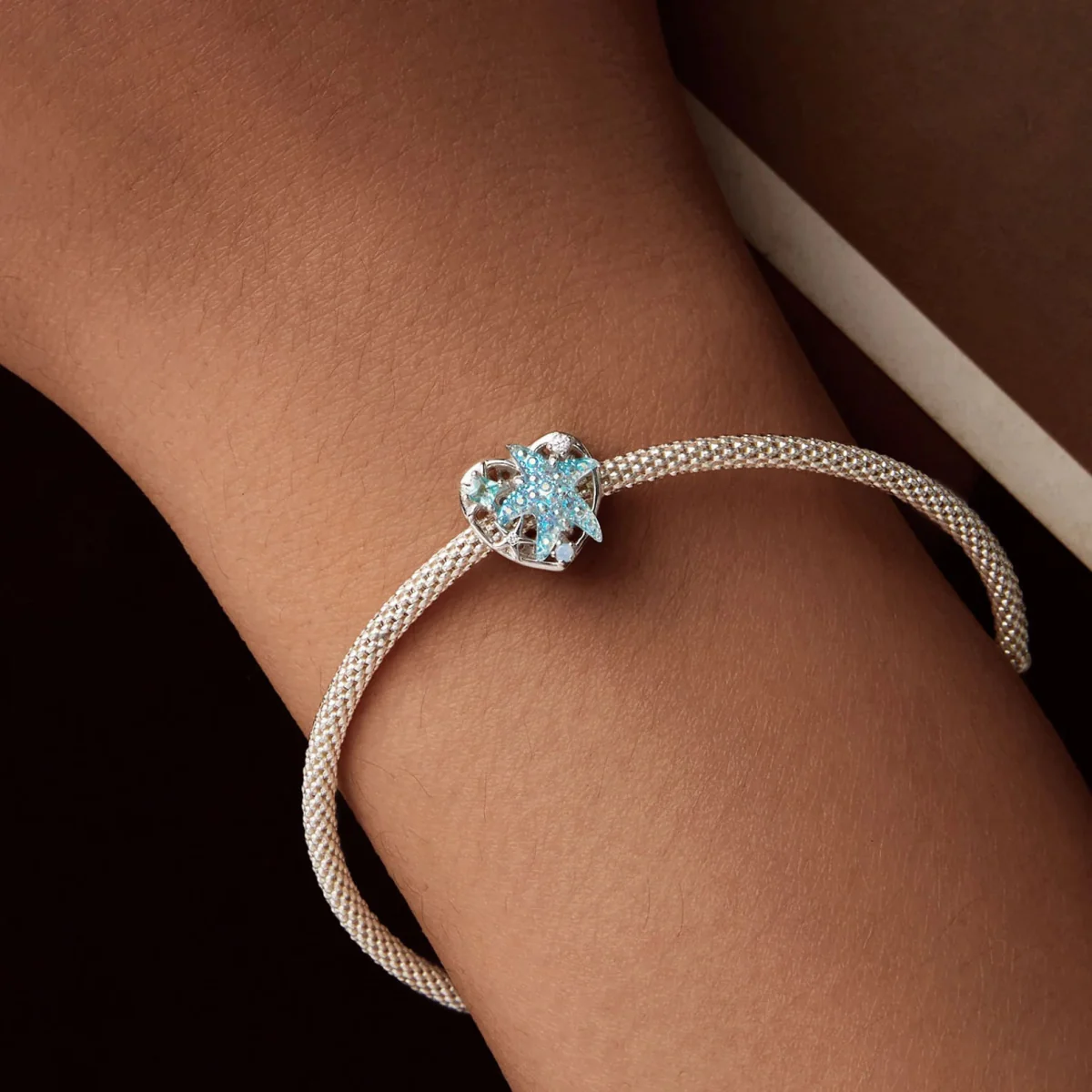 Shimmering Starfish & Ocean Heart Charm