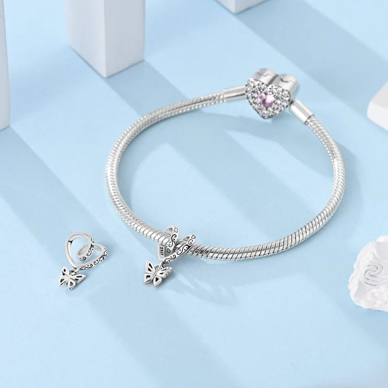 Heart Swirl Butterfly Charm