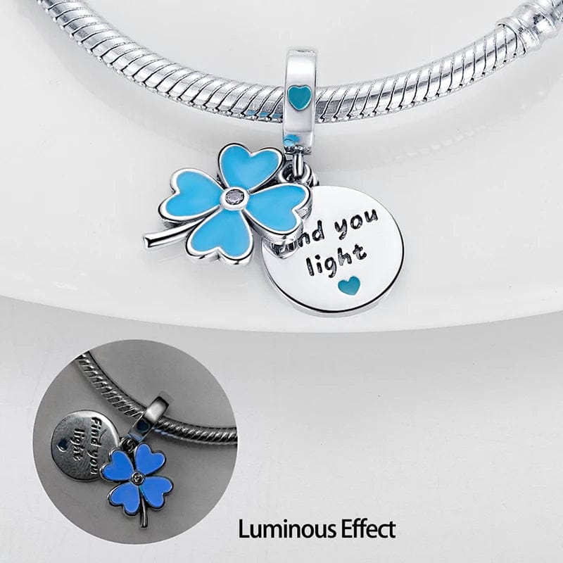 Glow in the Dark Luminous 4 Leaf Clover Dangle Charm