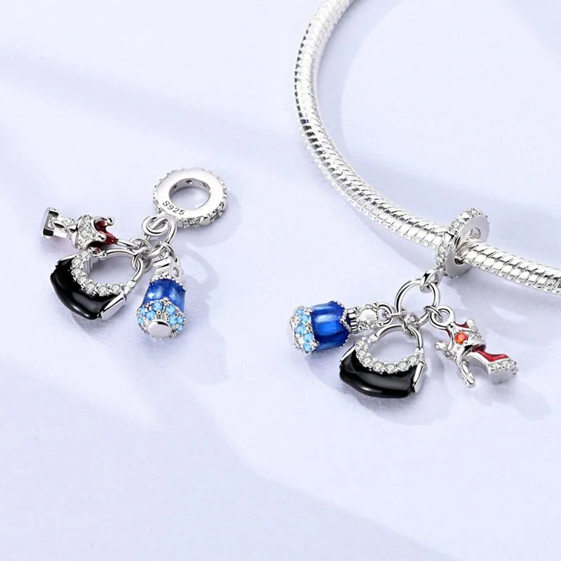 Dress, Purse & Red Slipper Triple Dangle Charm