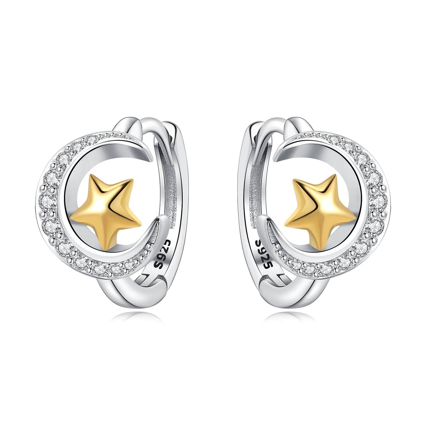 Celestial Star & Crescent Hoop Earrings