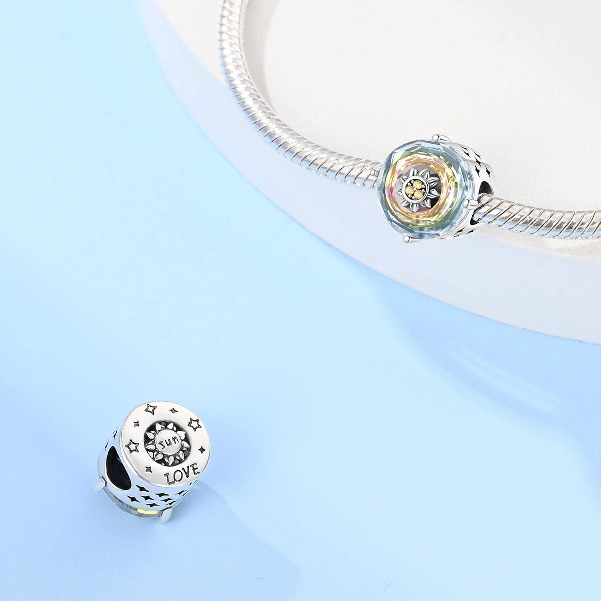 Iridescent Sunflower Crystal Charm