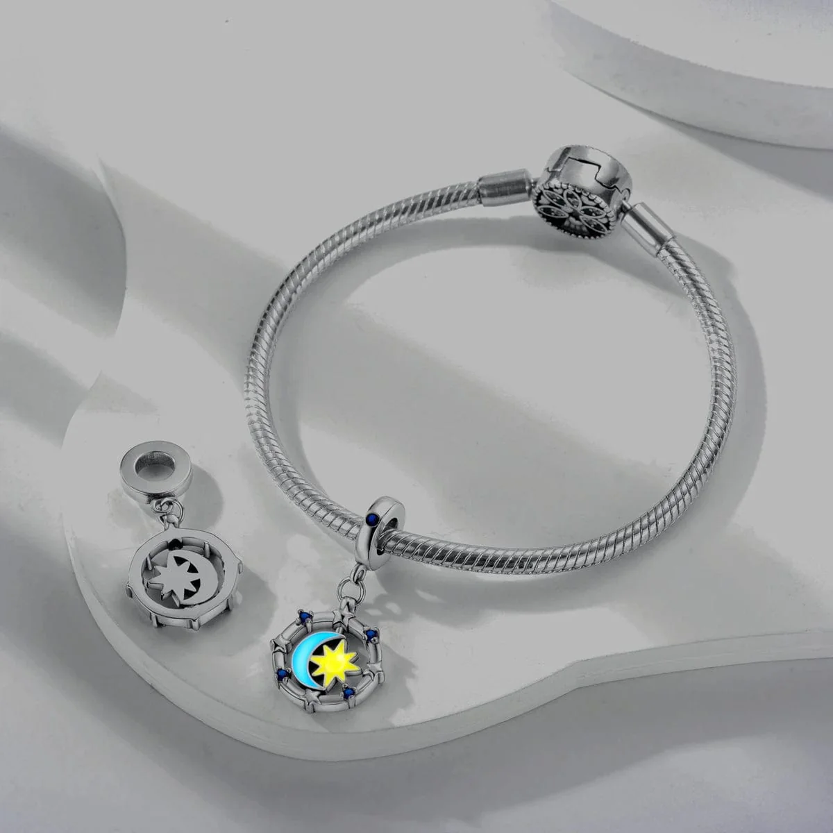 Glow in the Dark Luminous Moon and Sun Spinner Dangle Charm