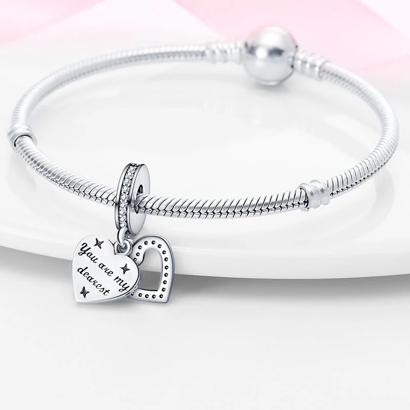 Sparkling Freehand Heart Dangle Charm