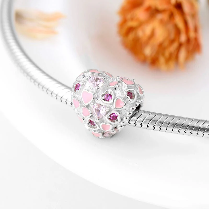 Pink Hearts & Sparkles Charm