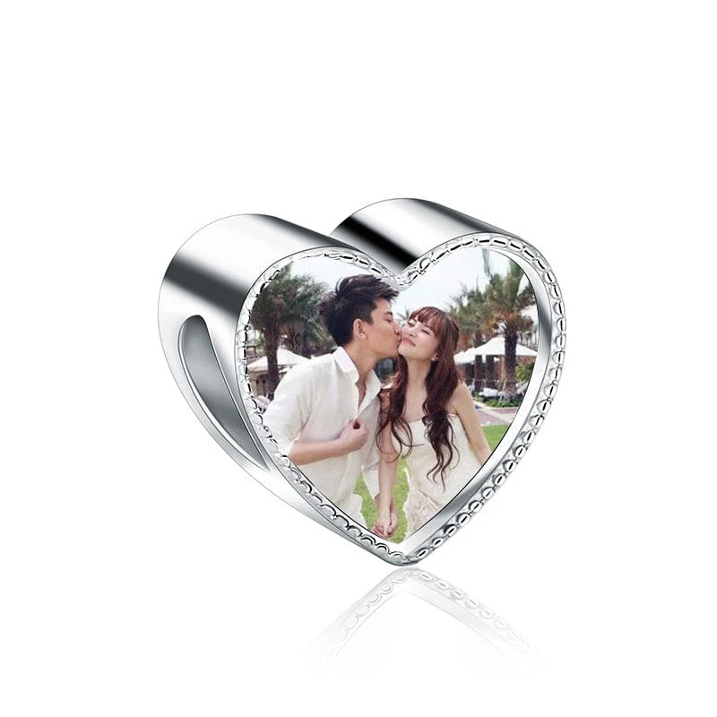 Personalized Sparkling Heart Photo Charm