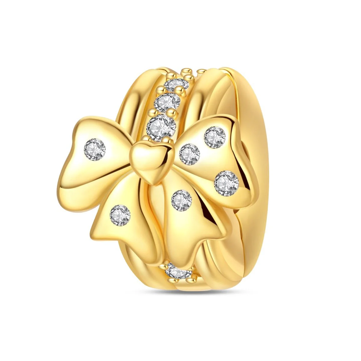 Golden Bow with Diamond Accents Clip Charm
