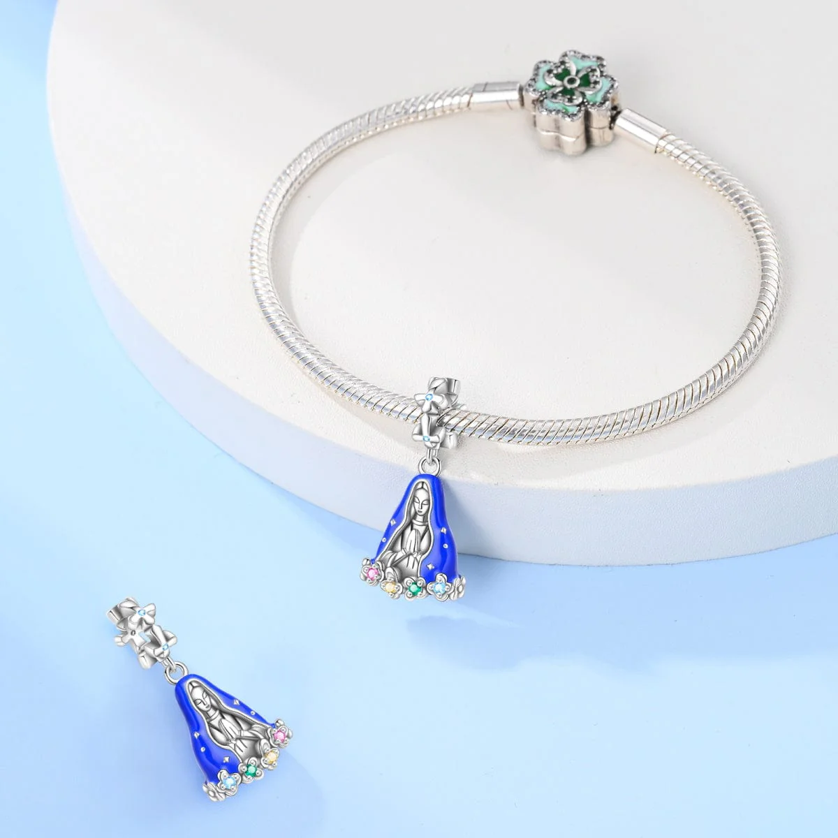 Madonna Charm with Colorful Gemstone Accents