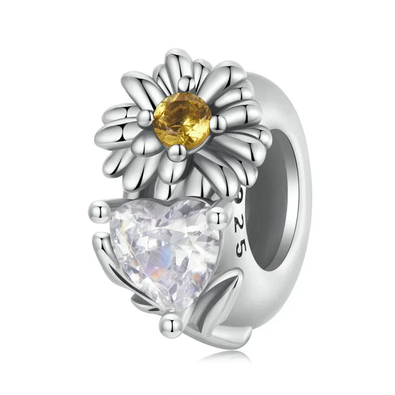 Floral Heart Birthstone Charms