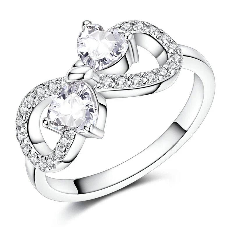 Sparkling Double Heart Infinity Ring