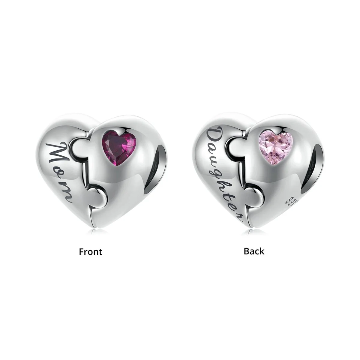 Mom & Daughter Puzzle Heart Charm