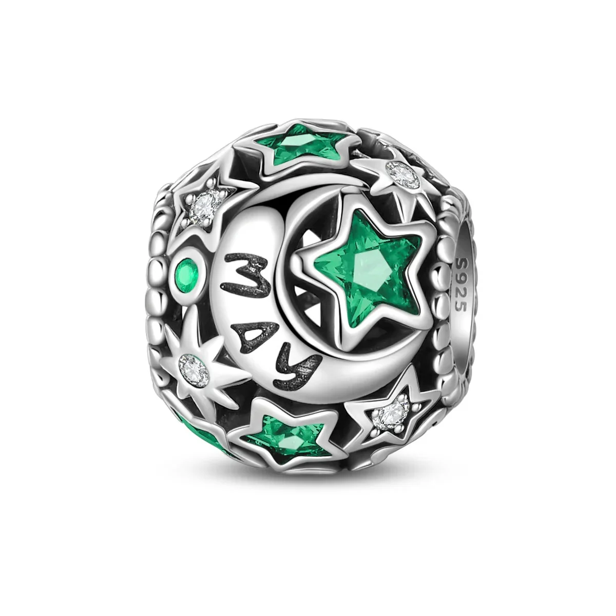 Star & Moon Birthstone Charm