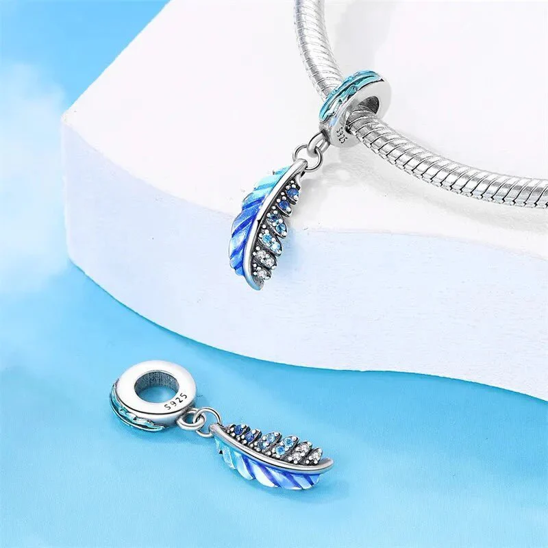 Floating Curved Feather Dangle Charm