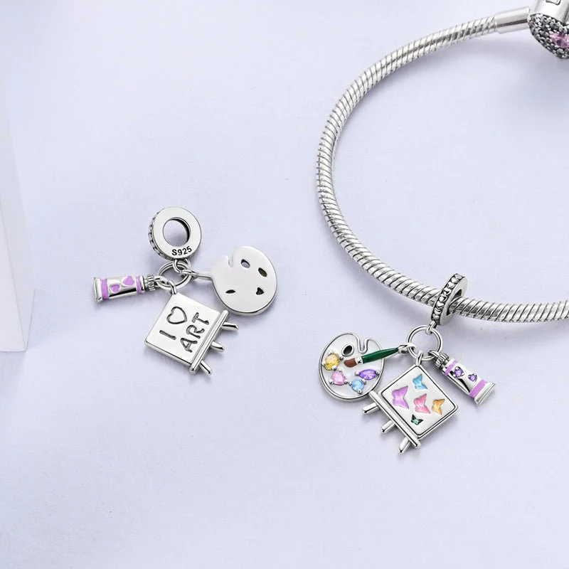 Artist's Palette & Easel Dangle Charm