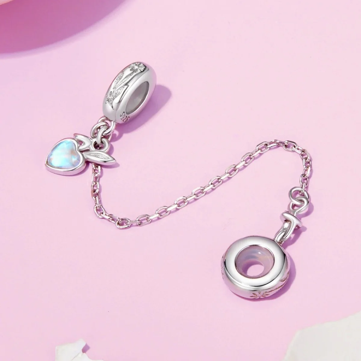 Bunny & Heart Dangle Safety Chain Charm