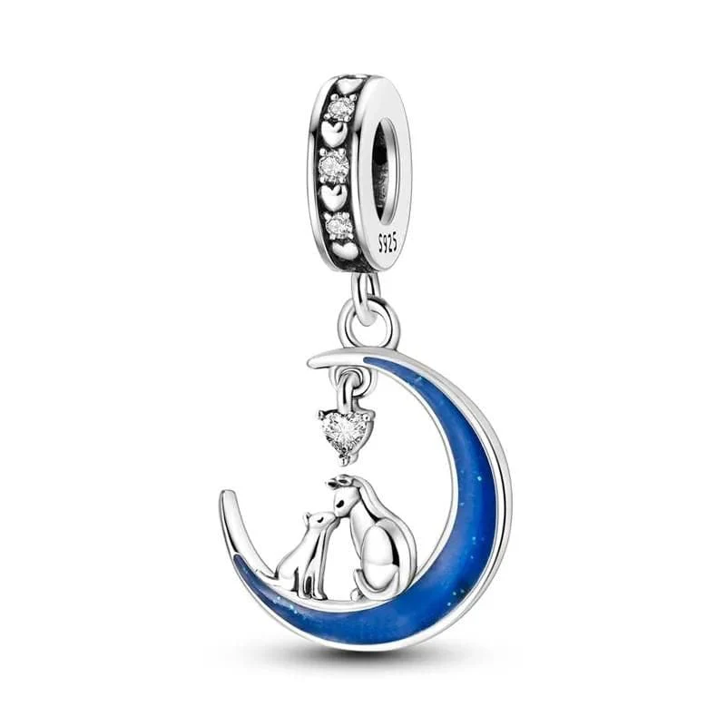 Glow in the Dark Luminous Moon Cat Dangle Charm
