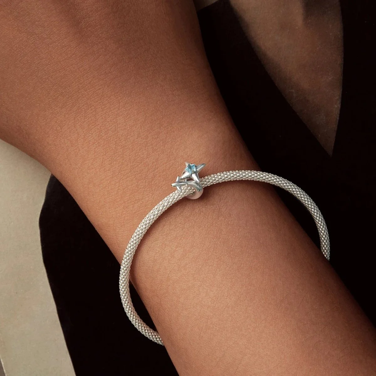 Airplane & Blue Star Crystal Charm