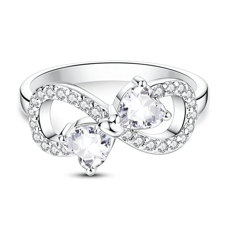 Sparkling Double Heart Infinity Ring