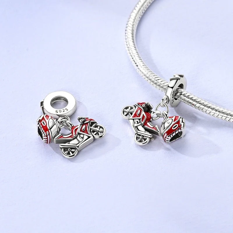 Motorcycle & Helmet Dangle Charm