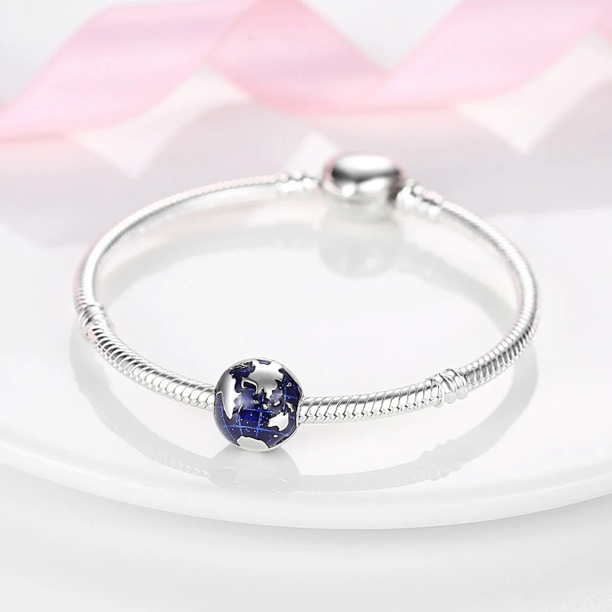 Blue Globe Clip Charm