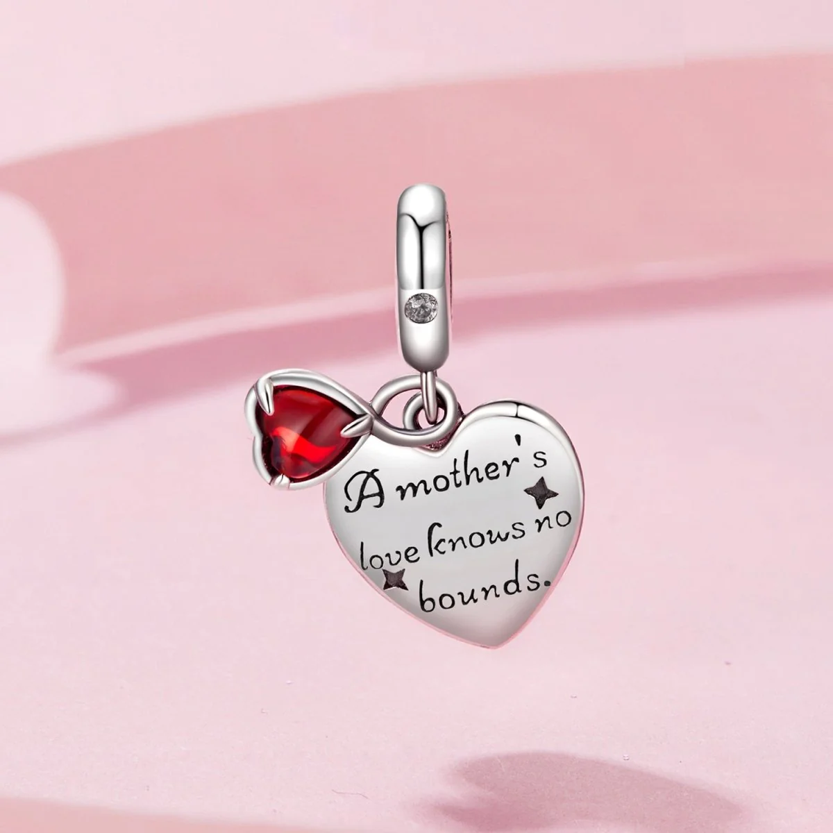 A Mother's Love Knows No Bounds Heart Dangle Charm