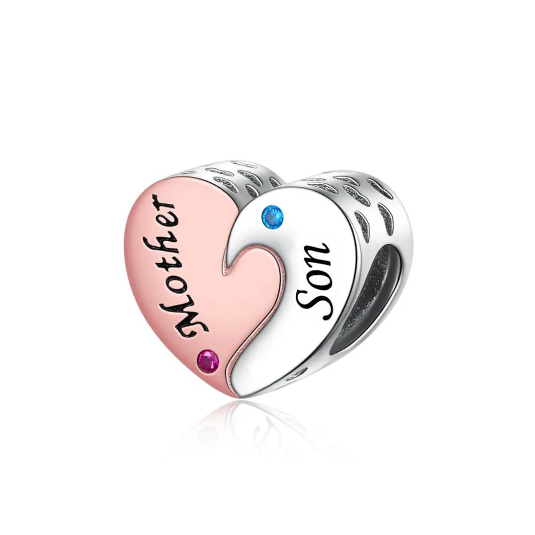 Mother & Son Yin Yang Heart Charm