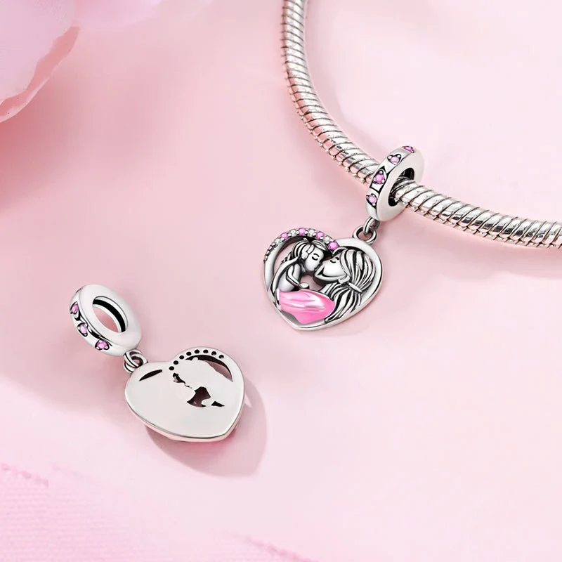 Mother & Daughter Love Heart Dangle Charm