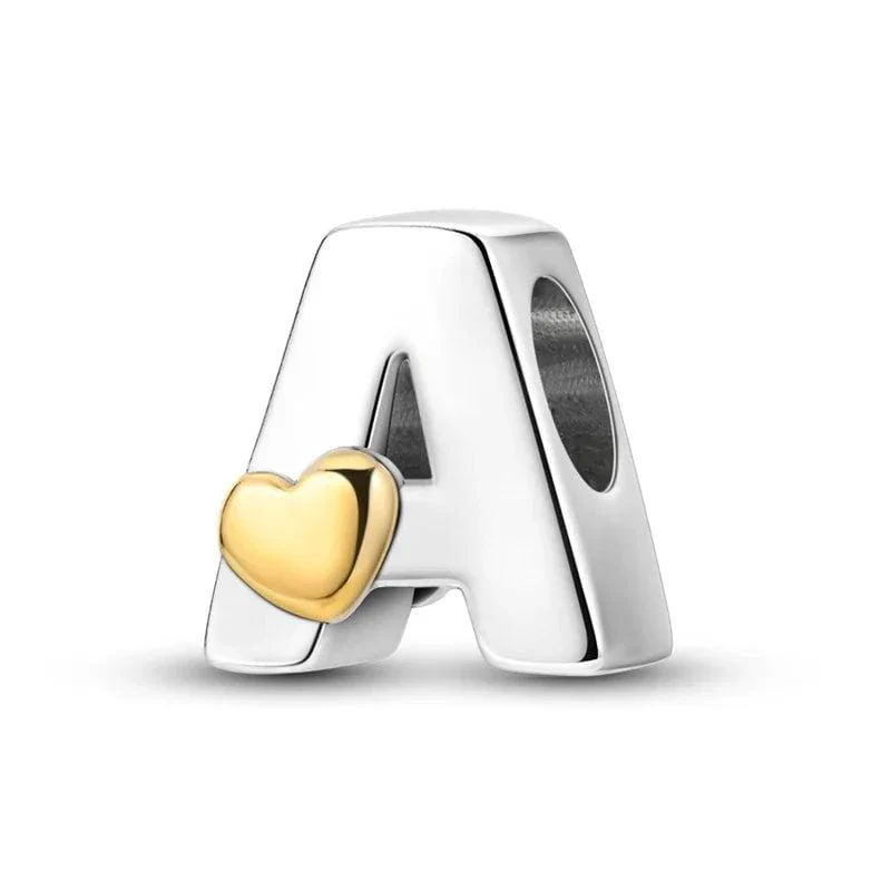 Gold Heart Letter A~Z Alphabet Charm
