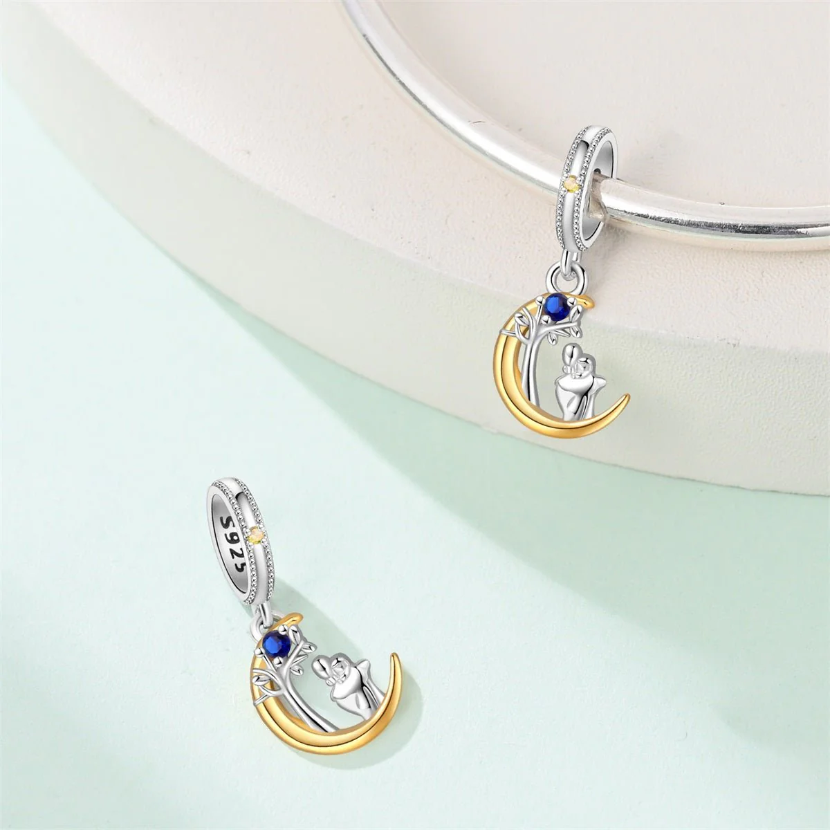 Lovers on a Crescent Moon Dangle Charm