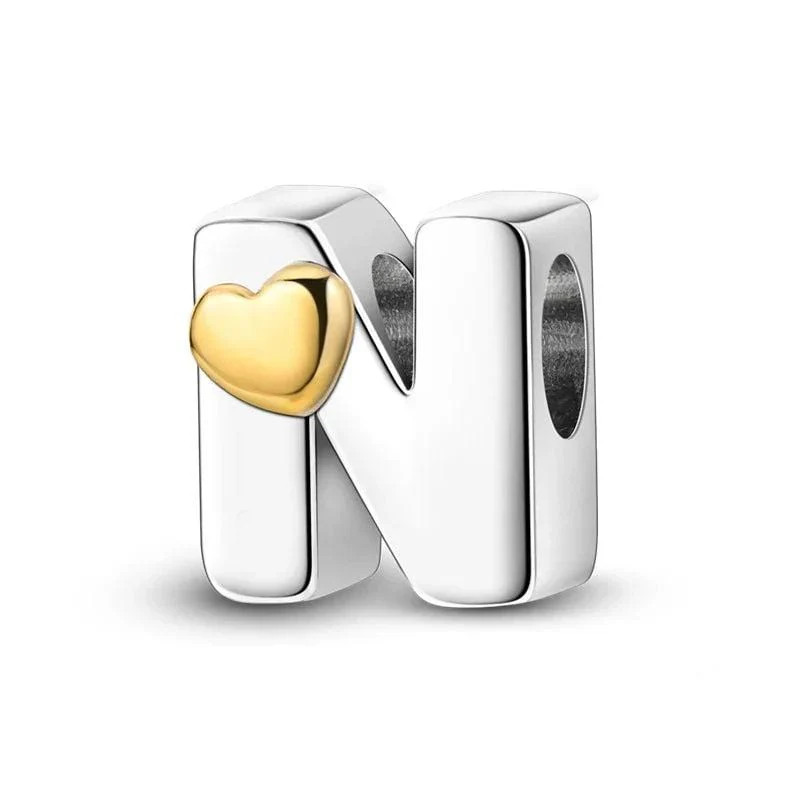 Gold Heart Letter A~Z Alphabet Charm