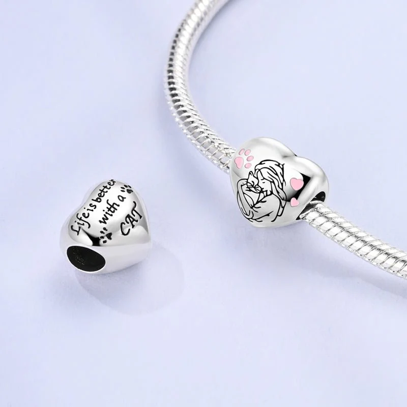 Cat Lover's Heart Charm
