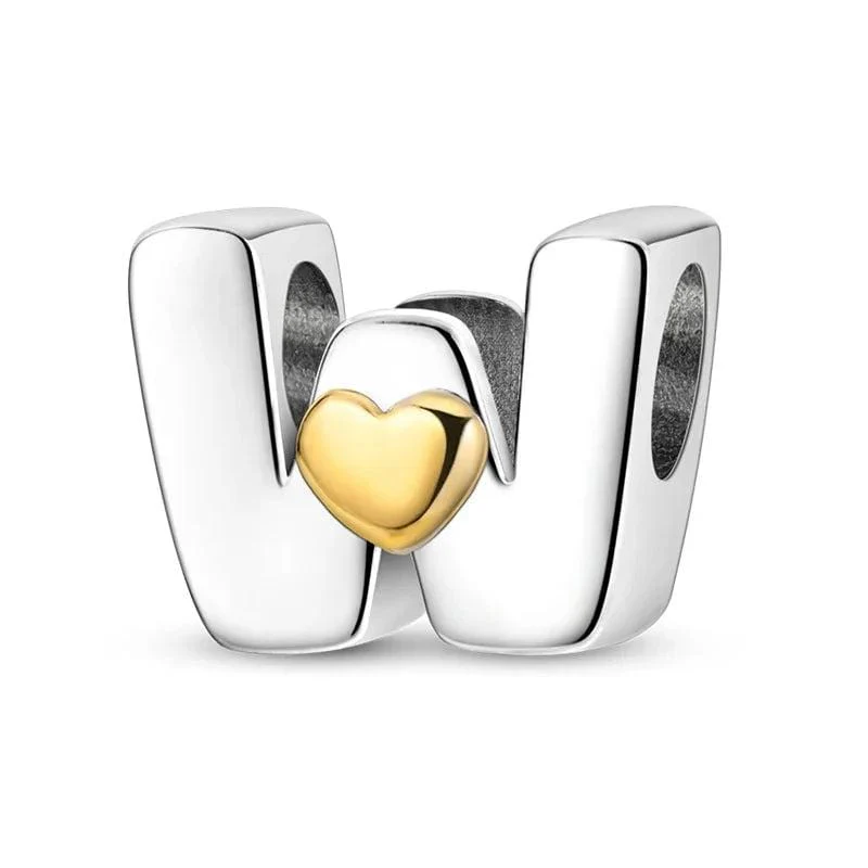 Gold Heart Letter A~Z Alphabet Charm