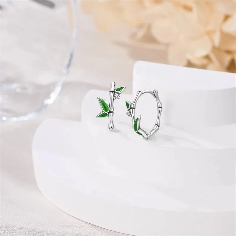 Bamboo Leaf Hoop Earrings