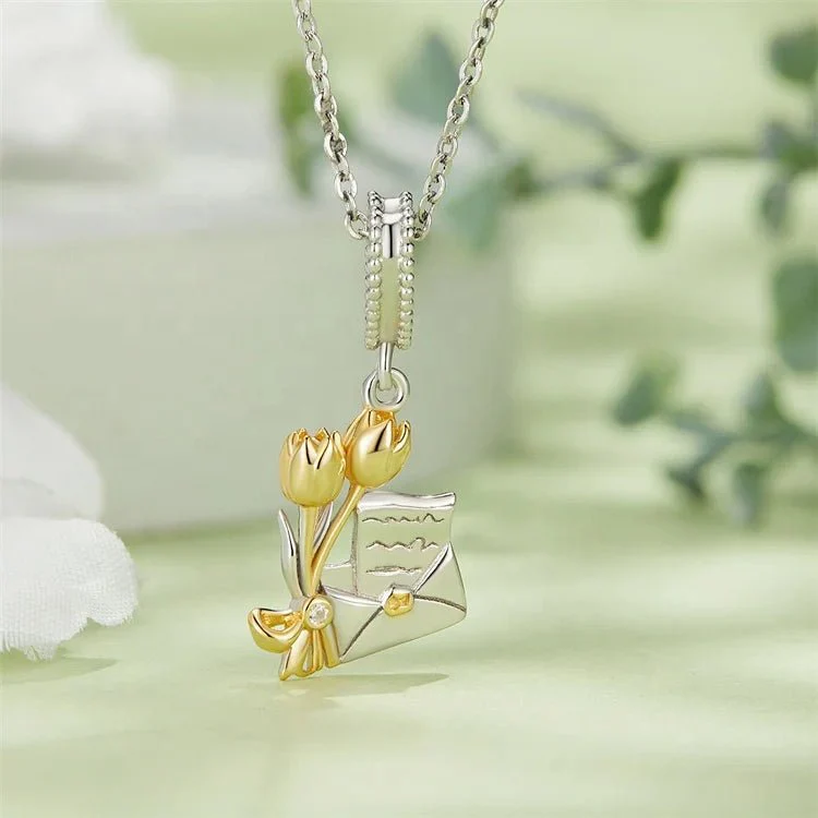 Golden Tulips with Love Letter Dangle Charm