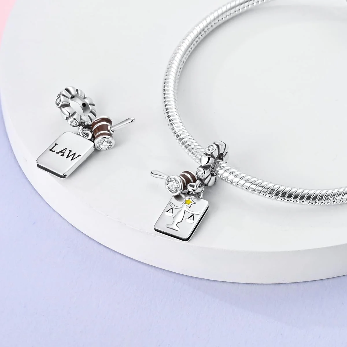 Hammer & Book of Justice Charm