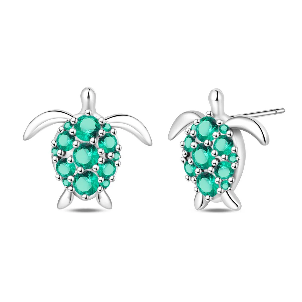Green Gem Sea Turtle Stud Earrings