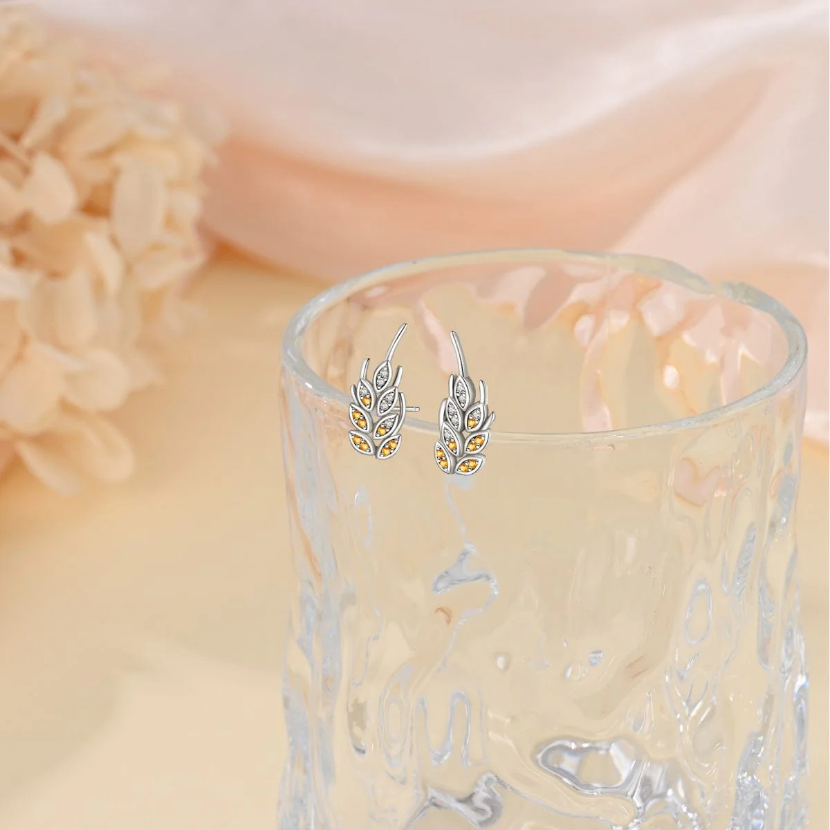 Golden Harvest Wheat Cluster Earrings