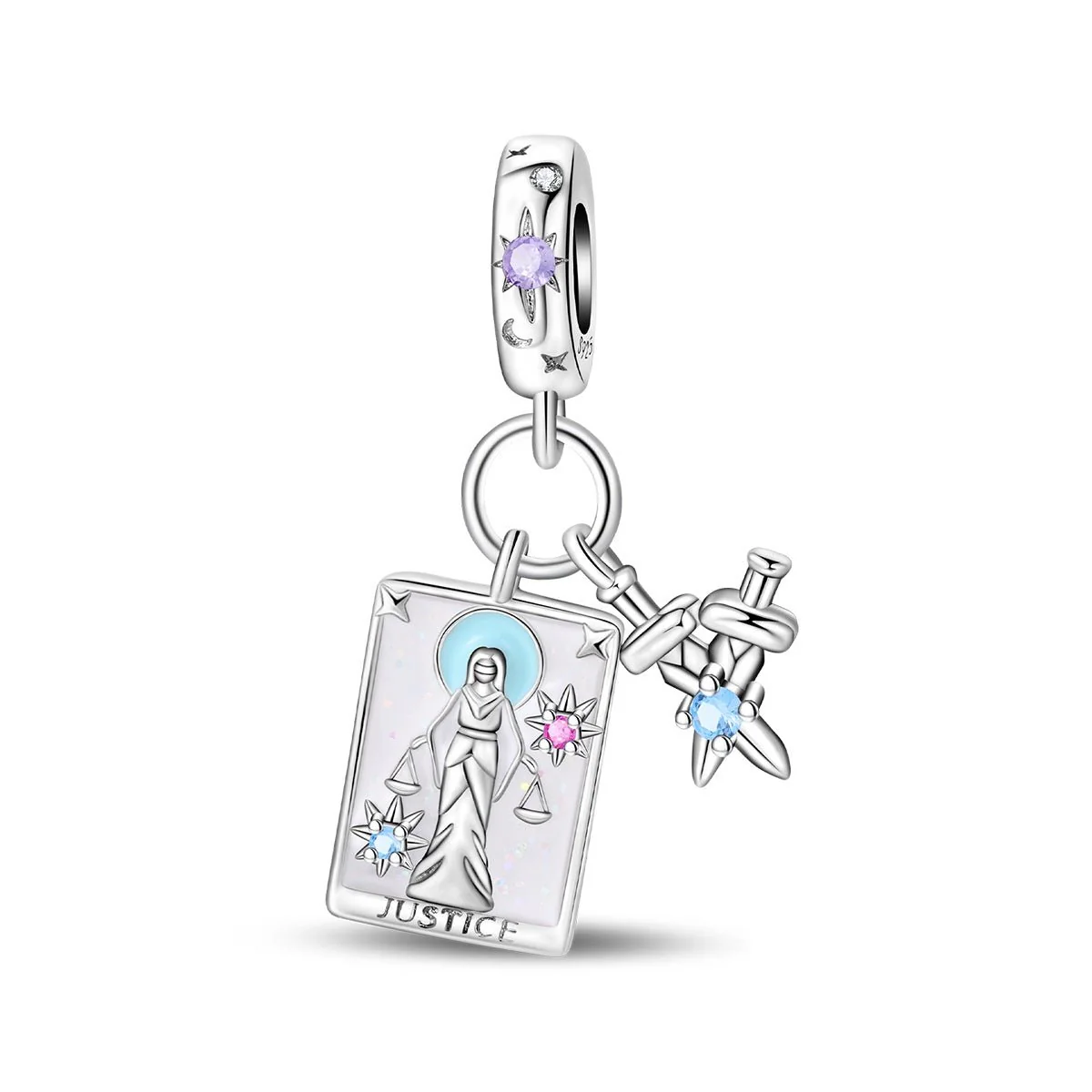 Justice Tarot Card & Sword Dangle Charm