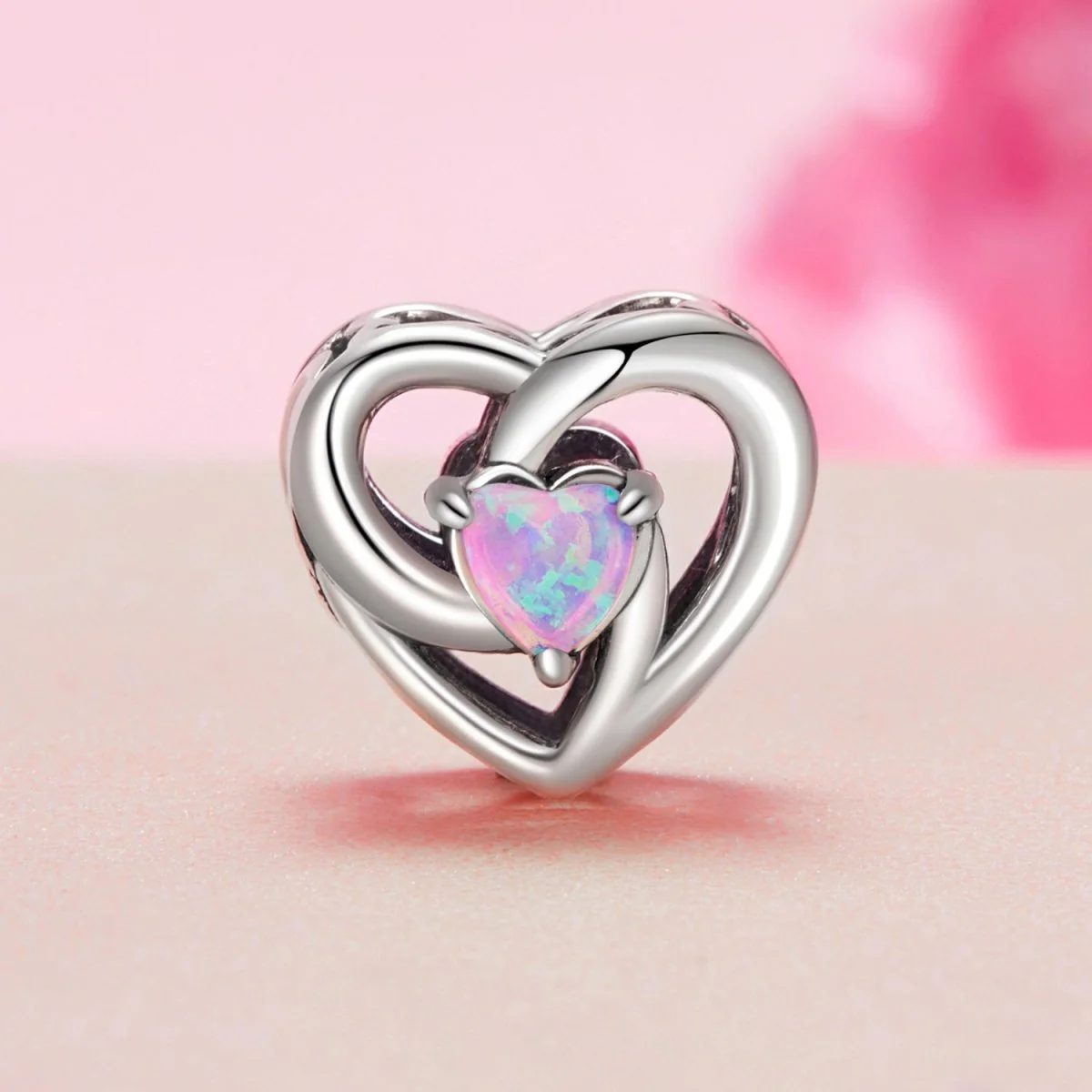 Opal Heart Infinity Charm
