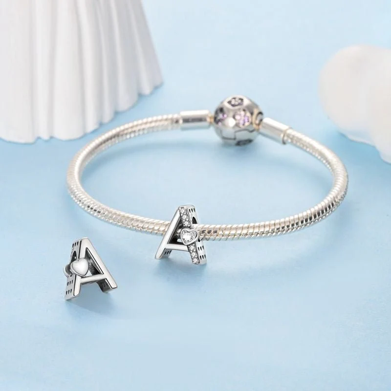 Sparkling Heart Letter A~Z Alphabet Charm